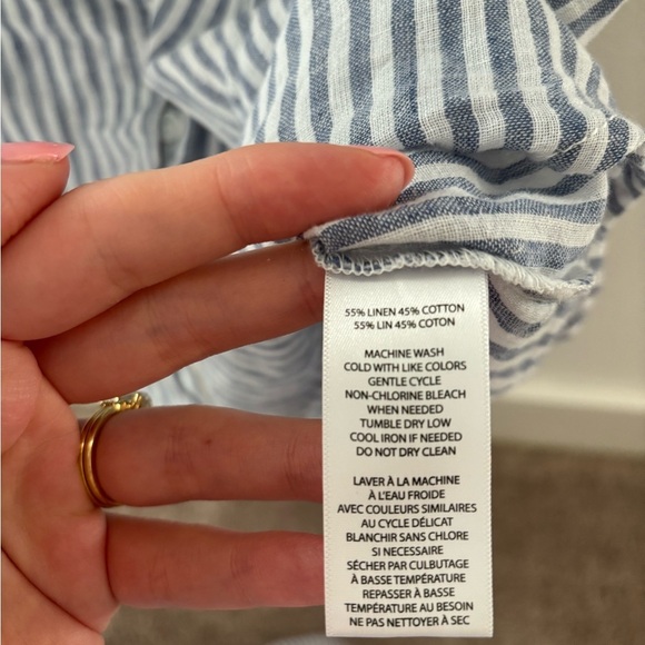 Coastal Aesthetic Navy and White Striped Button up Shirt in size extra small - Picture 5 of 6